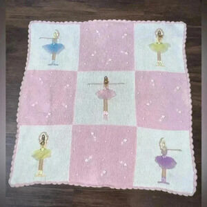 Art Walk Le Ballet Girl Baby Blanket Knit Cotton Made in Peru Ballerina